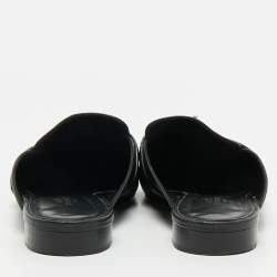 Hermes Black Leather Oz Flat Mules Size 39