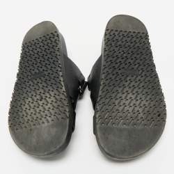 Hermes Black Leather Chypre Sandals Size 36