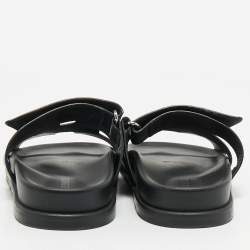 Hermes Black Leather Chypre Sandals Size 36