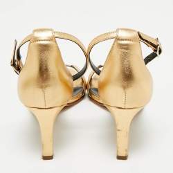 Hermes Gold Leather Joy Sandals Size 36