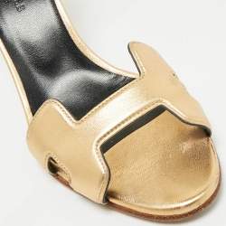Hermes Gold Leather Joy Sandals Size 36