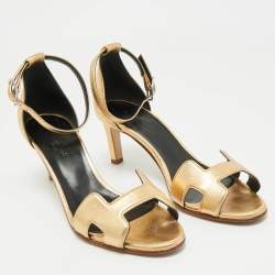 Hermes Gold Leather Joy Sandals Size 36