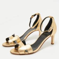 Hermes Gold Leather Joy Sandals Size 36