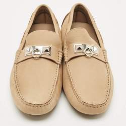 Hermes Beige Nubuck Leather Irving Loafers Size 42
