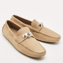 Hermes Beige Nubuck Leather Irving Loafers Size 42