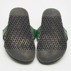 Hermes Dark Green Leather Extra Sandals Size 41