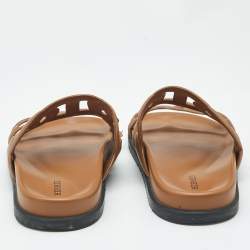 Pre Owned Hermes Brown Leather Extra Sandals Size 37