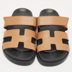 Pre Owned Hermes Brown Leather Chypre Sandals Size 36.5