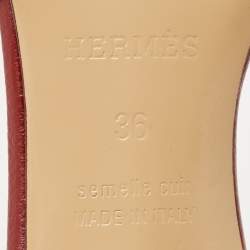 Pre Owned Hermes Burgundy Leather Oasis Slide Sandals Size 36