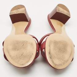 Pre Owned Hermes Burgundy Leather Oasis Slide Sandals Size 36