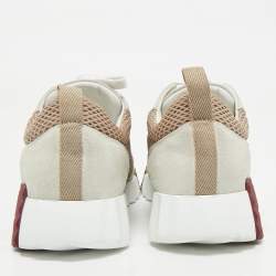 Hermes Grey/Beige Suede and Mesh Bouncing Sneakers Size 39