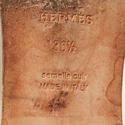 Pre Owned Hermes Purple Patent Leather Oran Flat Slides Size 36.5