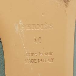 Pre Owned Hermes Blue Leather Gold Plated Oz Mule Sandals Size 40