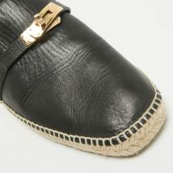Pre Owned Hermes Black Leather Oz Espadrille Sandals Size 40