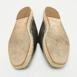 Pre Owned Hermes Black Leather Oz Espadrille Sandals Size 40