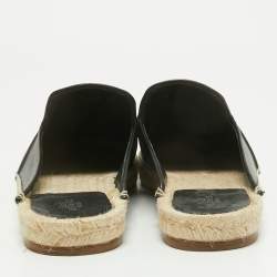 Pre Owned Hermes Black Leather Oz Espadrille Sandals Size 40
