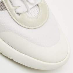 Pre Owned Hermes White/Grey Knit Fabric Crew Sneakers Size 37