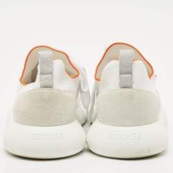 Pre Owned Hermes White/Grey Knit Fabric Crew Sneakers Size 37