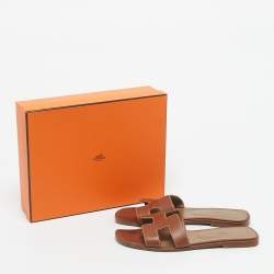 Pre Owned صندل فلات هيرمس جلد أسود مقاس 40