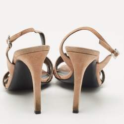 Pre Owned Hermes Beige Suede Crystal Embellished Heden Sandals Size 40