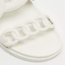 Pre Owned Hermes White Leather Extra Sandals Size 39