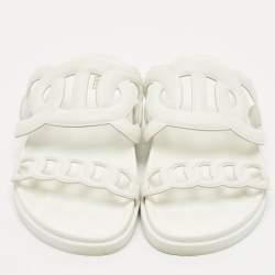 Pre Owned Hermes White Leather Extra Sandals Size 39
