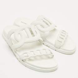 Pre Owned Hermes White Leather Extra Sandals Size 39