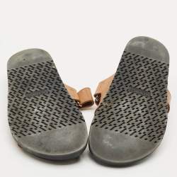 مملوكة مسبقًا Hermes Brown Leather Chypre Sandals Size 39.5