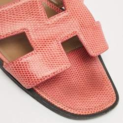 Pre Owned صندل هيرمس فلات أوران جلد برتقالي مقاس 39