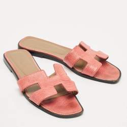 Pre Owned صندل هيرمس فلات أوران جلد برتقالي مقاس 39