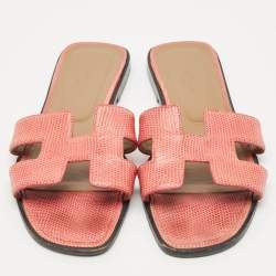 Pre Owned صندل هيرمس فلات أوران جلد برتقالي مقاس 39