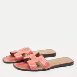 Pre Owned صندل هيرمس فلات أوران جلد برتقالي مقاس 39