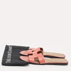 Pre Owned صندل هيرمس فلات أوران جلد برتقالي مقاس 39