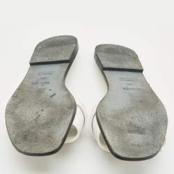 Pre Owned Hermès White Leather Giulia Flat Sandals Size 38.5