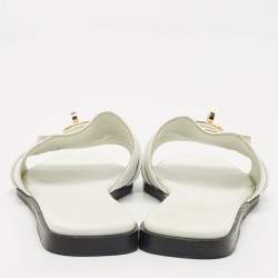 Pre Owned Hermès White Leather Giulia Flat Sandals Size 38.5