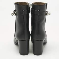مملوكة مسبقًا Hermes Black Leather Saint Germain Ankle Boots Size 37.5