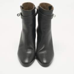 مملوكة مسبقًا Hermes Black Leather Saint Germain Ankle Boots Size 37.5
