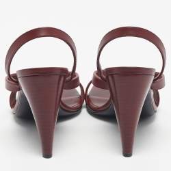 Pre Owned Hermes Red Leather Glamour Slingback Sandals Size 38