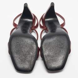Pre Owned Hermes Red Leather Glamour Slingback Sandals Size 38