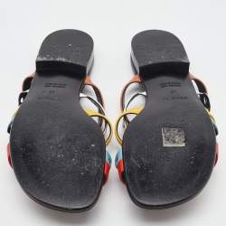 Pre Owned Hermes Multicolor Leather Amalfi Flat Slide Sandals Size 40