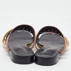 Pre Owned Hermes Multicolor Leather Amalfi Flat Slide Sandals Size 40