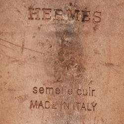 Pre Owned صندل فلات هيرمس أوران جلد أبيض مقاس 38