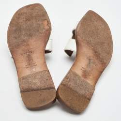 Pre Owned صندل فلات هيرمس أوران جلد أبيض مقاس 38