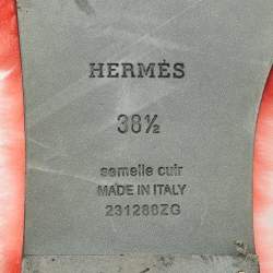 Pre Owned Hermes Red Shearling Fur Oran Flat Sandals Size 38.5