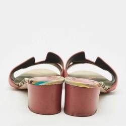Pre Owned Hermes Pink Suede Oasis Slide Sandals Size 39