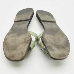 Pre Owned Hermes Green Patent Leather Oran Flat Sandals Size 39