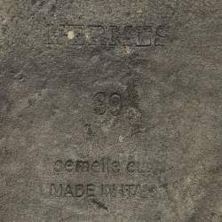 Pre Owned Hermes Green Patent Leather Oran Flat Sandals Size 39