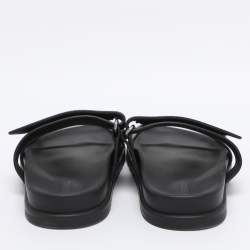 Pre Owned Hermes Black Leather Chypre Slide Sandals Size 35