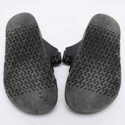 Pre Owned Hermes Black Leather Chypre Slide Sandals Size 35