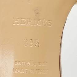 Pre Owned Hermes Brown/Cream Canvas Oasis Slide Sandals Size 39.5